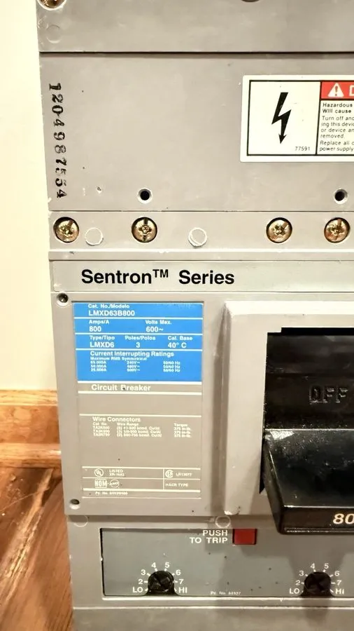 Автоматический выключатель SIEMENS SENTRON SERIES 800 AMP CIRCUIT BREAKER 600 VA