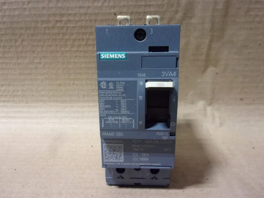 Автоматический выключатель Siemens 3VA4112-4ED24-0AA0 125A 2-Pole 480V 3VA4 Circ