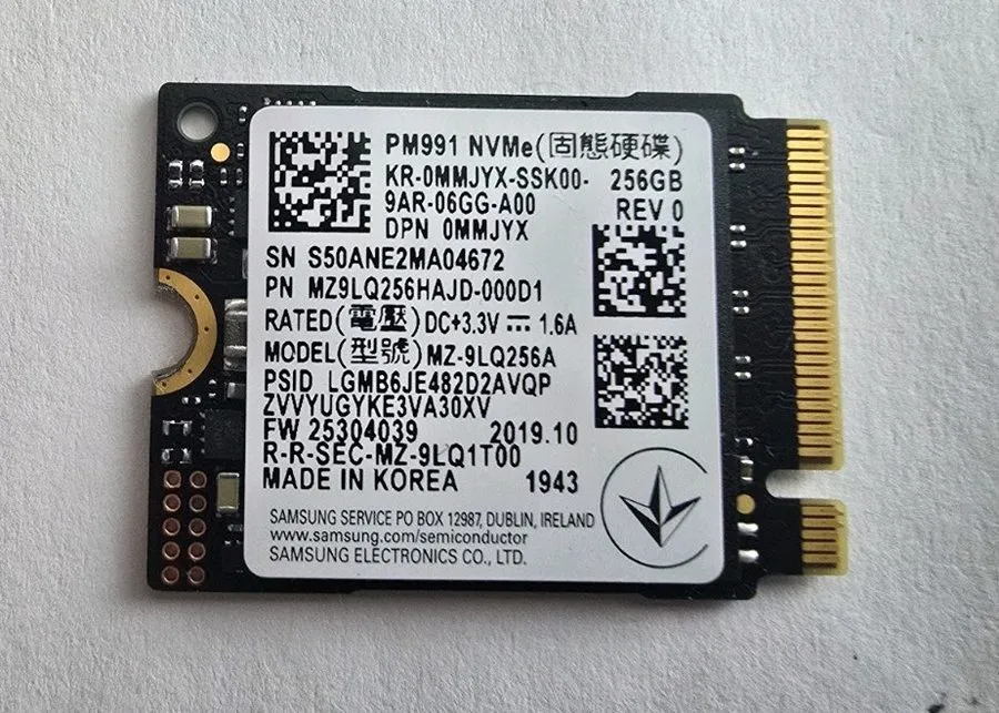 SSD-накопитель SAMSUNG PM991 256GB SSD M.2 2230 PCIE 3.0 X4 NVME SSD BLACK