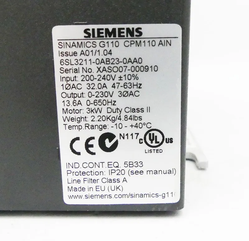 Частотный преобразователь SIEMENS SINAMICS G110 6SL3211-0AB23-0AA0 A01/1.04 — фото лота 2