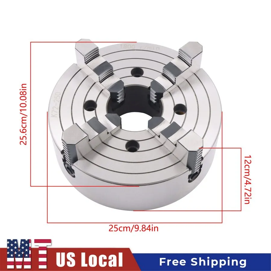 Режущий инструмент LABLT 10" K72-250 4-Jaw Lathe Chuck 0.6-9.84in Clamping Range
