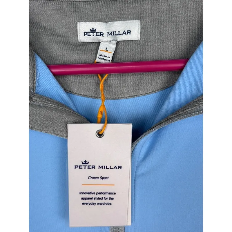 Сервер Peter Millar Crown Sport Mens Blue Synergy 1/4 Zip Pullover MEOEK40 Large — фото лота 2
