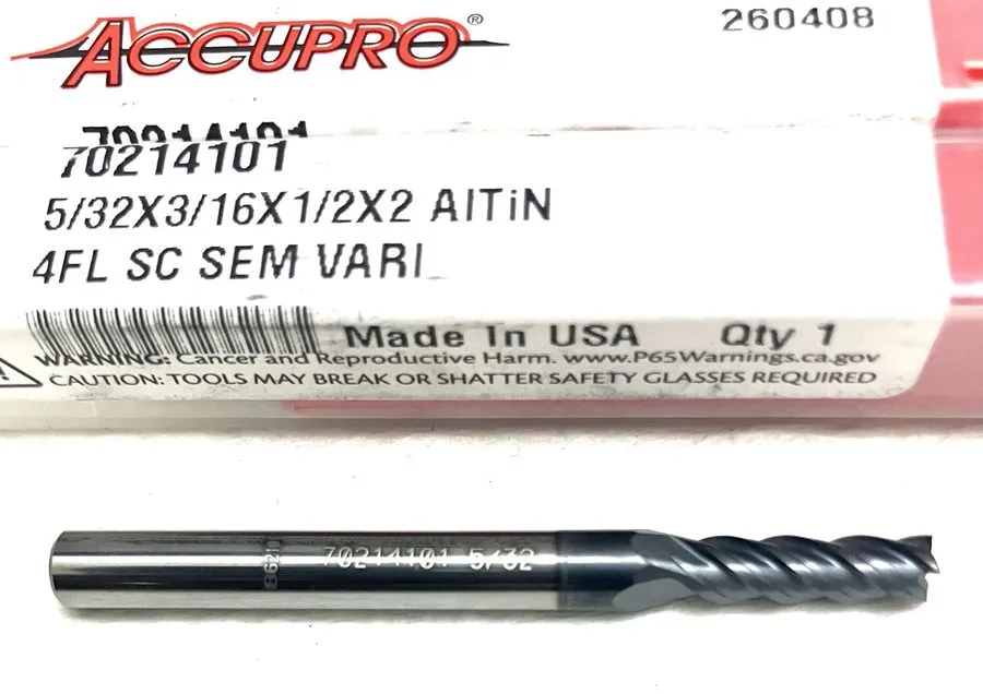 Режущий инструмент Accupro 5/32" 4FL Square End Mill Solid Carbide AlTiN 7021410