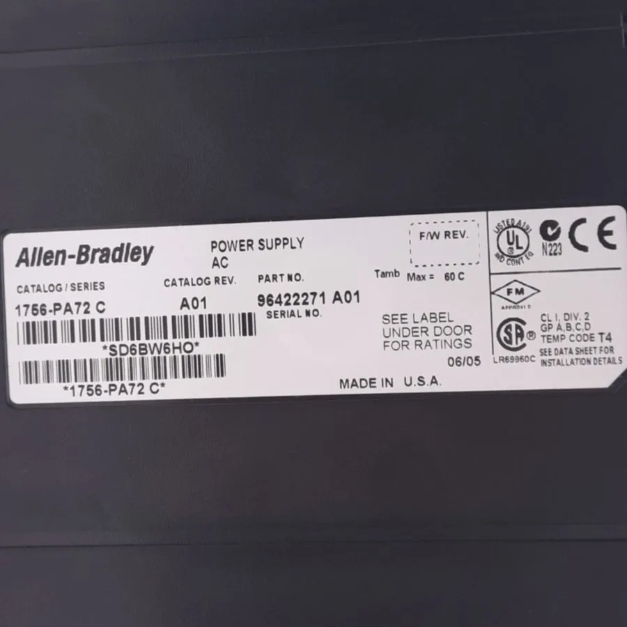 ПЛК Allen Bradley 1756-PA72 C ControlLogix Rack Chassis Power Supply AC PLC 25W