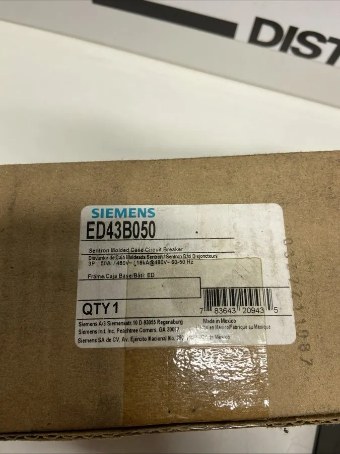 Автоматический выключатель Siemens ED43B050 Sentron Series Circuit Breaker 50A 3