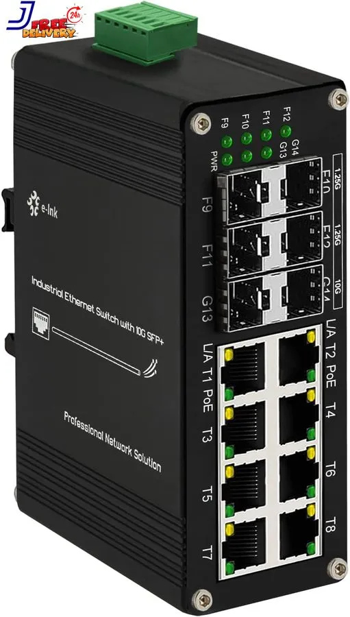 Коммутатор Industrial 8 Port Gigabit Ethernet plus Poe Switch with 2X10G SFP+and