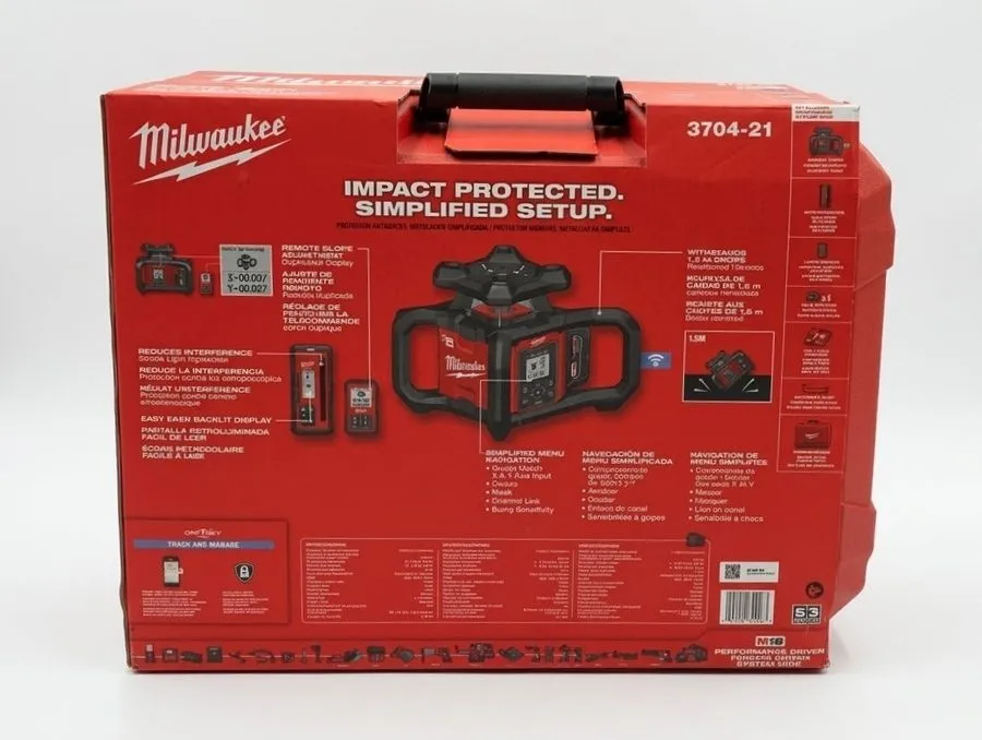 Нивелир Milwaukee Tool 3704-21 M18 Red Exterior Dual Slope Rotary Laser Level Ki — фото лота 1