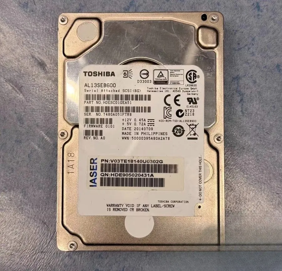 Жёсткий диск HP Toshiba 600GB 2.5" 6G 10K SAS HDD Hard Drive EG0600FCSPL AL13SEB