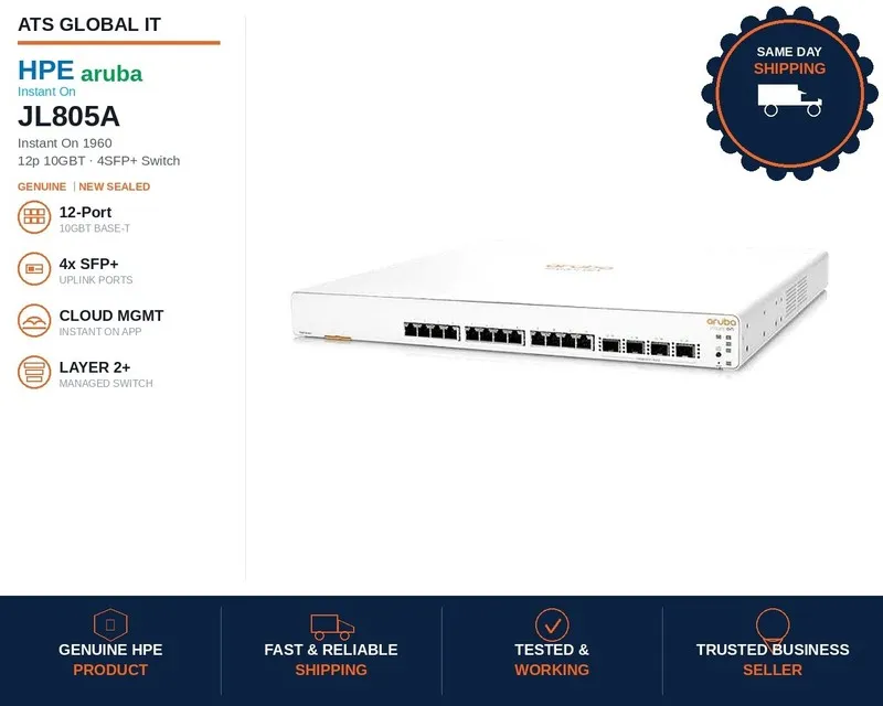 Коммутатор JL805A Aruba Instant On 1960 12-Port 10GbE Switch 4x SFP+ Rackmount