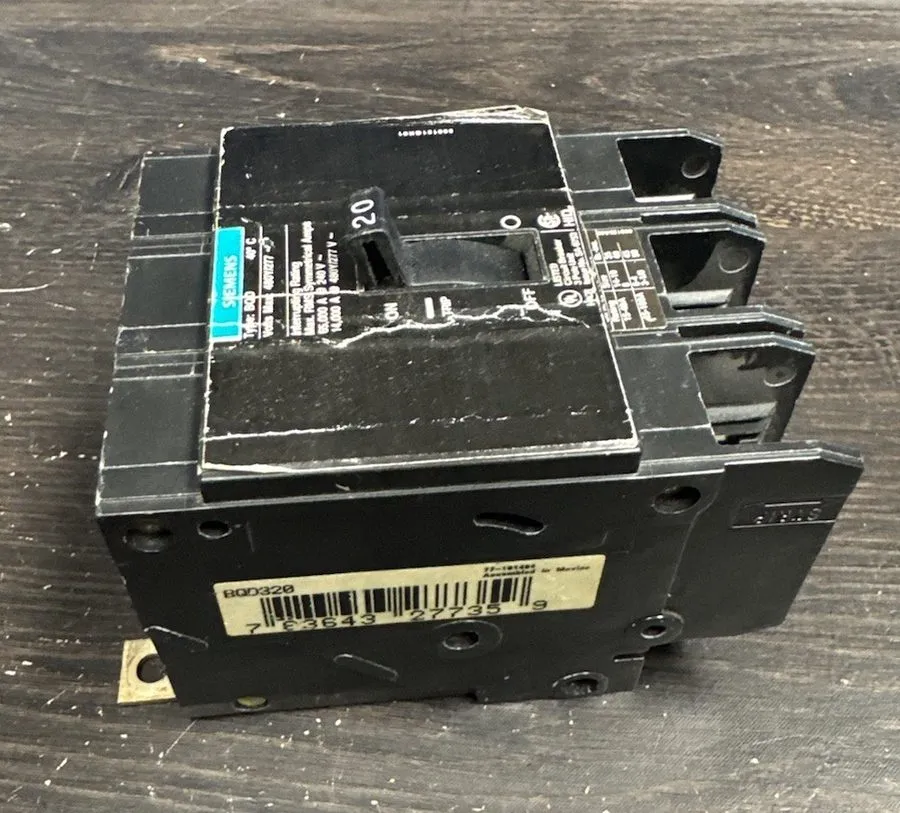 Автоматический выключатель SIMENS BQD BQD320 3 POLE 20 AMP 480V GRAY CIRCUIT BRE
