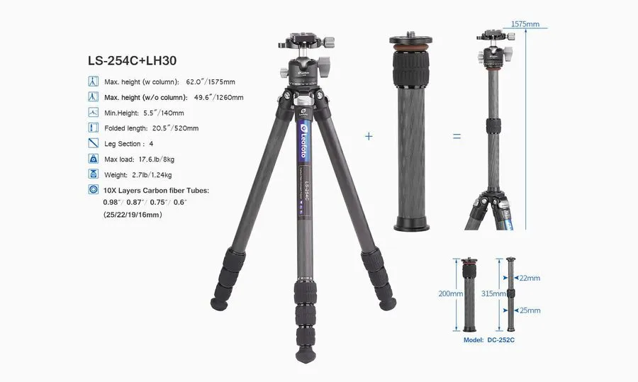 Оборудование видеонаблюдения Leofoto LS-254C Tripod with LH-30 ballhead Professi