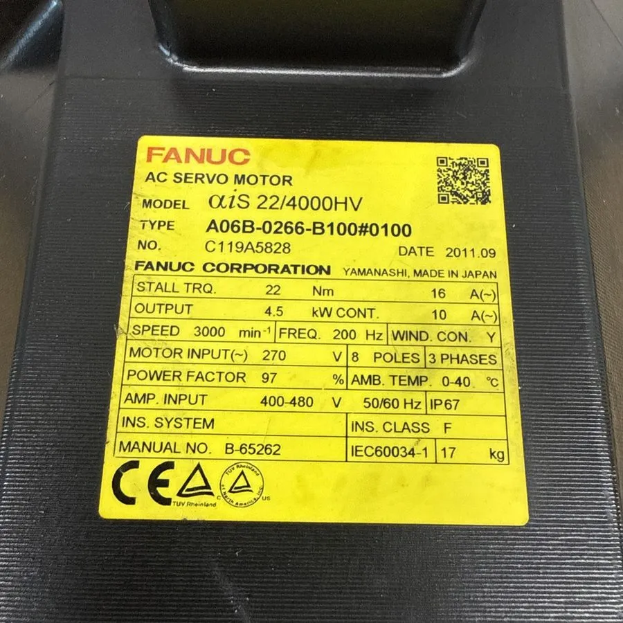 Серводвигатель A06B-0266-B100 Fanuc AC Servo Motor — фото лота 1