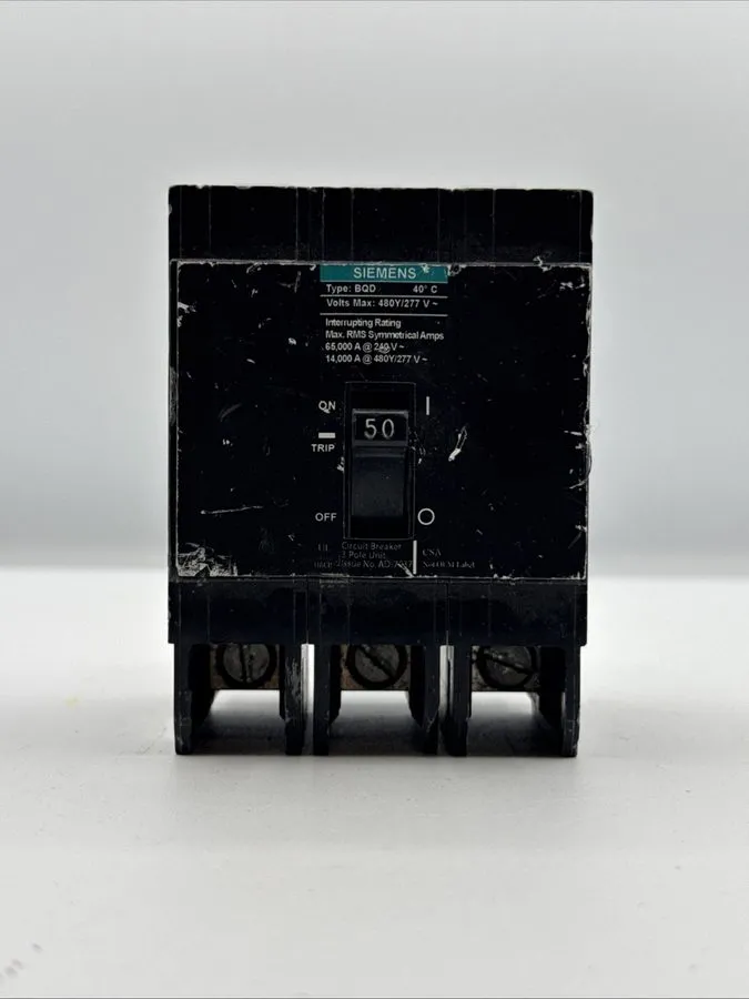 Автоматический выключатель SIEMENS BQD350 50 Amp 3Pole 480V Bolt-On Circuit Brea
