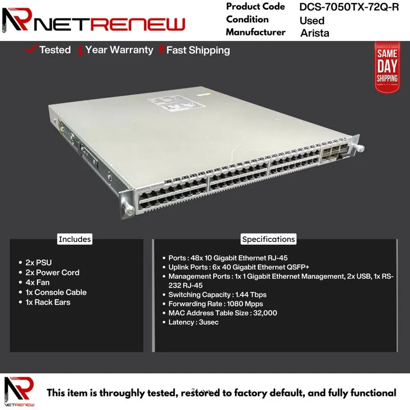 Коммутатор Arista 7050TX 48 Port 10GbE RJ45 + 6 Port 40GbE QSFP+ Switch DCS-7050