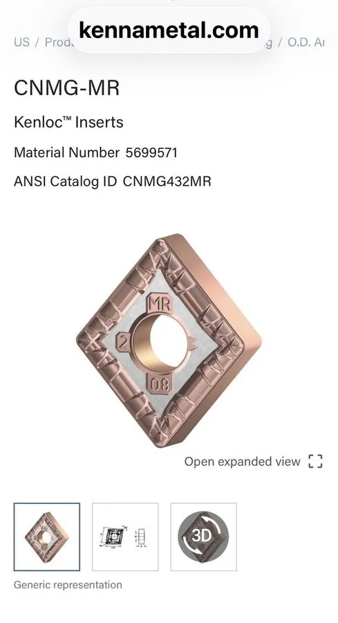 Режущий инструмент KENNAMETAL CNMG432MR KCP30B TURNING INSERT — фото лота 2