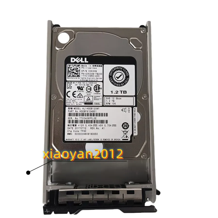 Сервер Dell 03K30N AL14SEB120NY 1.2TB 10K SAS 12Gbps 2.5" Server HDD,90%+Health