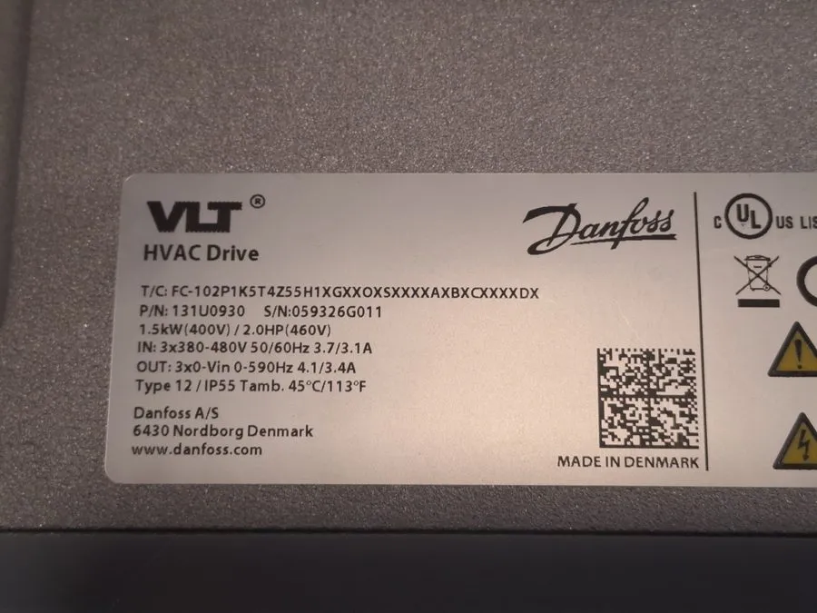Частотный преобразователь Danfoss FC-102P1K5T4 HVAC Drive 1.5kW 400V VLT Frequen — фото лота 2