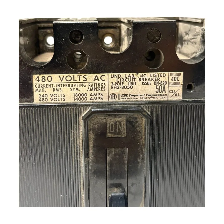 Автоматический выключатель ITE EH EH3 EH3-B050 3 Pole 50 Amp 480v Circuit Breake — фото лота 1