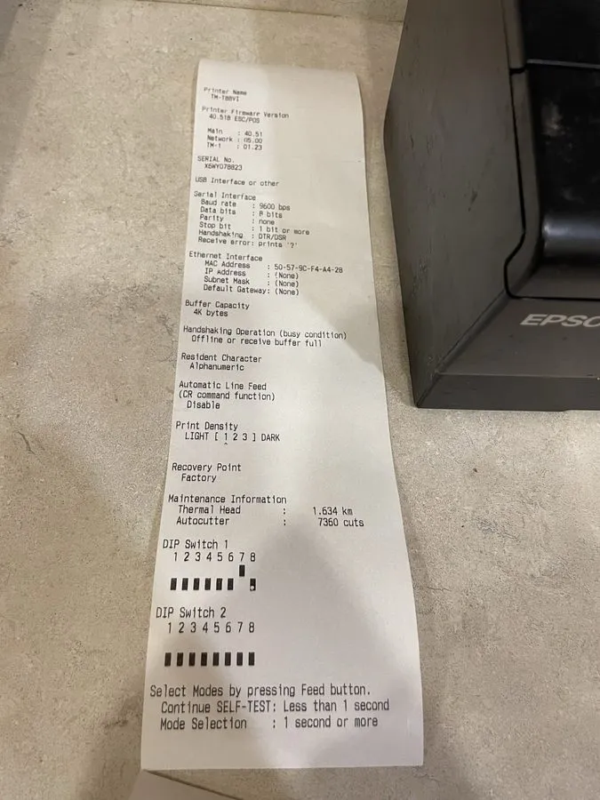 Принтер чеков Epson TM-T88VI POS Thermal Receipt Printer C31CE94061 Network Ethe