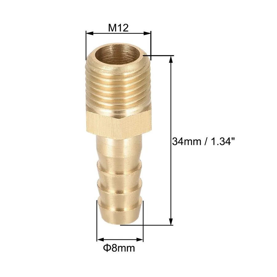 Датчик uxcell Brass Fitting Connector Metric M12-1.25 Male M12-1.25mm x 10mm — фото лота 1
