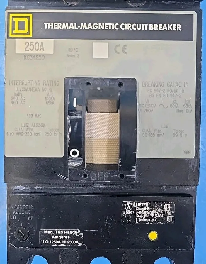 Автоматический выключатель Square D KC34250 250 Amp 3 Pole 480V @65KA I-Line Cir