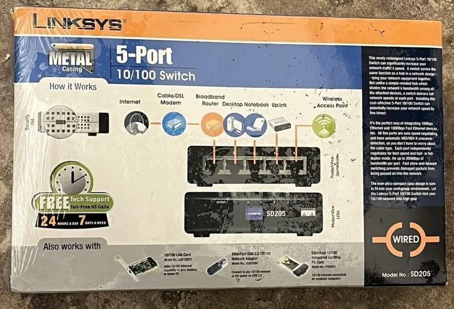 Коммутатор Linksys SD205 5-Port 10/100 Desktop Ethernet Switch Cisco Systems Ver