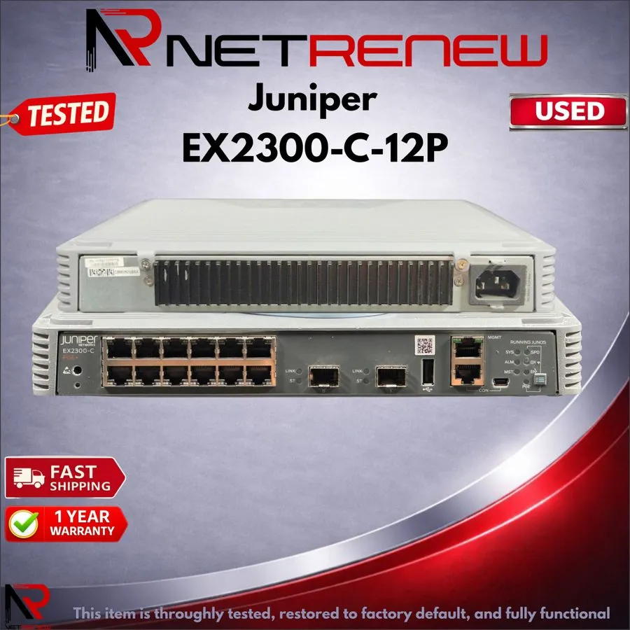 Коммутатор Juniper EX2300-C-12P 12 Port PoE+ Fanless Switch 2x 10GbE SFP+ Junos