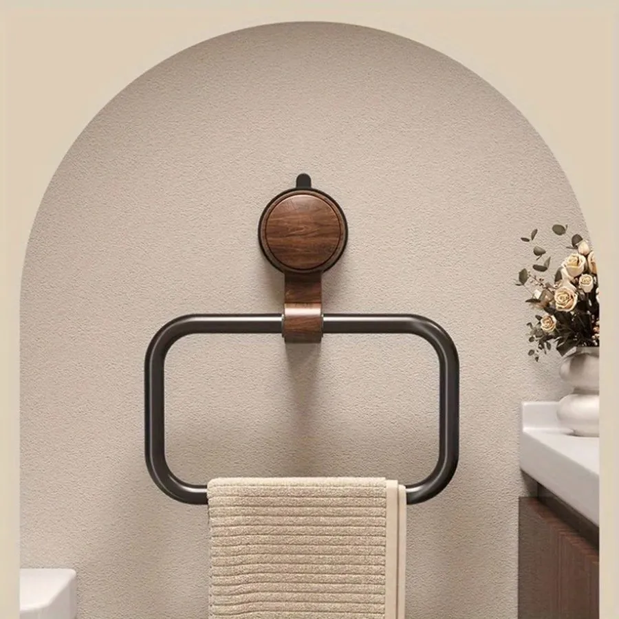 Вакуумная присоска Vintage Walnut Wood Towel Suction Cup Mount No-Drill Wall-Mou — фото лота 2