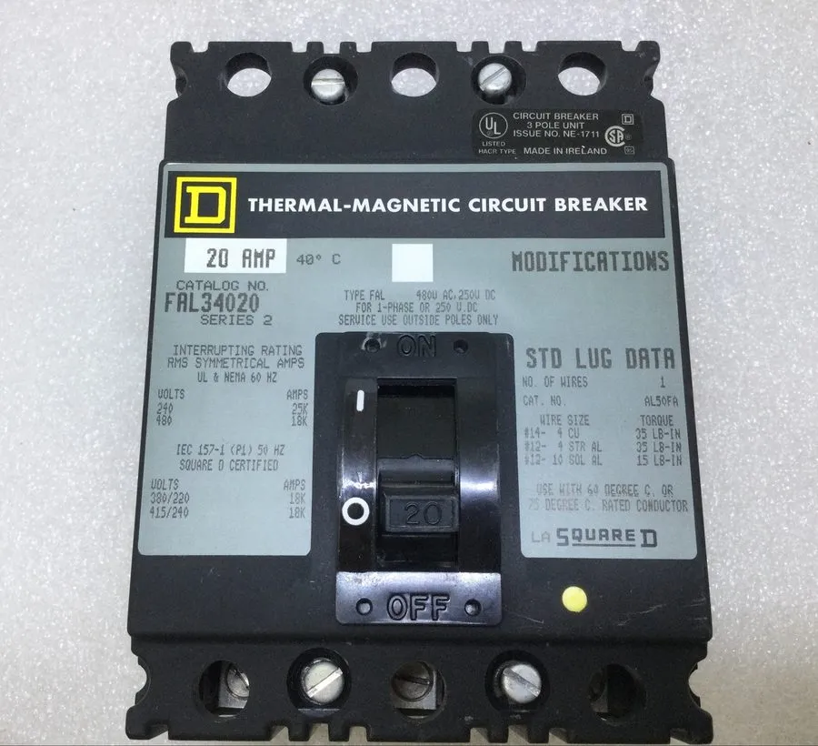 Автоматический выключатель SQUARE D THERMAL MAGNETIC CIRCUIT BREAKER FAL34020 20