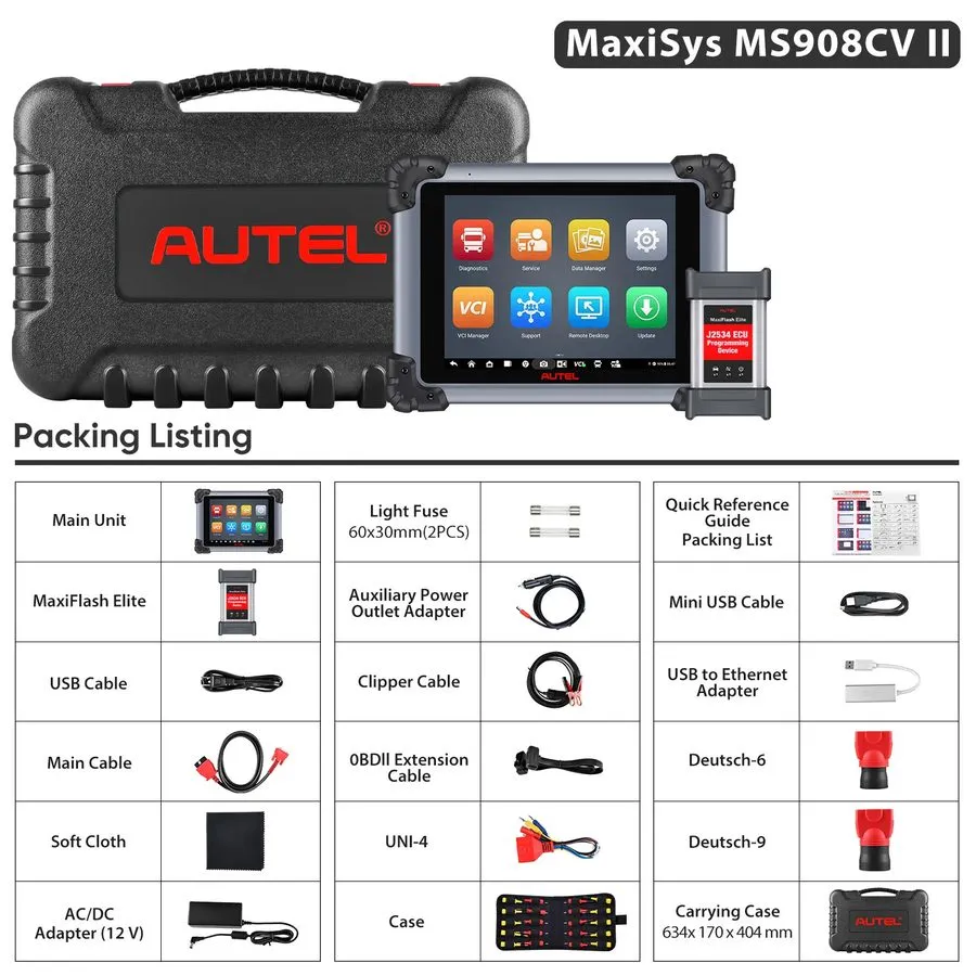 Диагностический сканер AUTEL MaxiSYS MS908CV II Ultra Diesel Truck Scanner Diagn