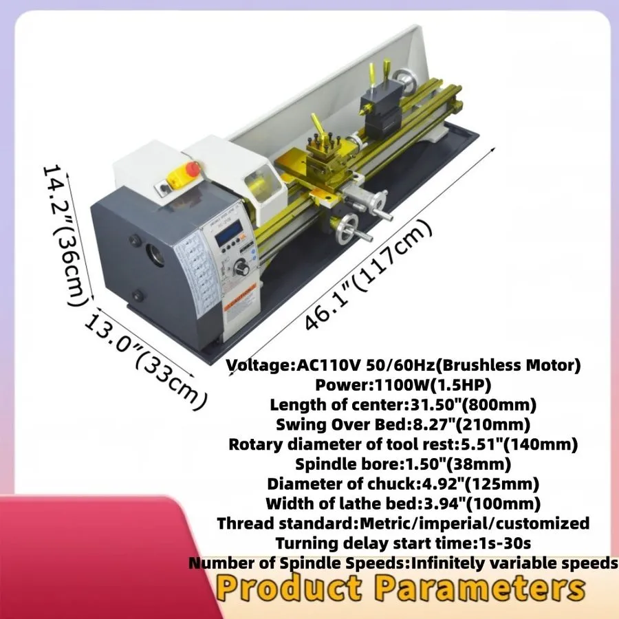 Оборудование ЧПУ 8"*32" RC-210E Precision Metal Bench Lathe Machine Metric Imper — фото лота 2