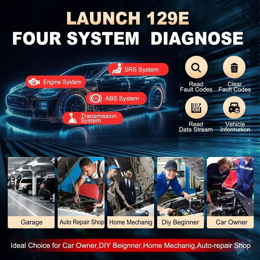 Диагностический сканер 2026 Launch CRP129E V2.0 Elite OBD2 Car Scanner Engine SR