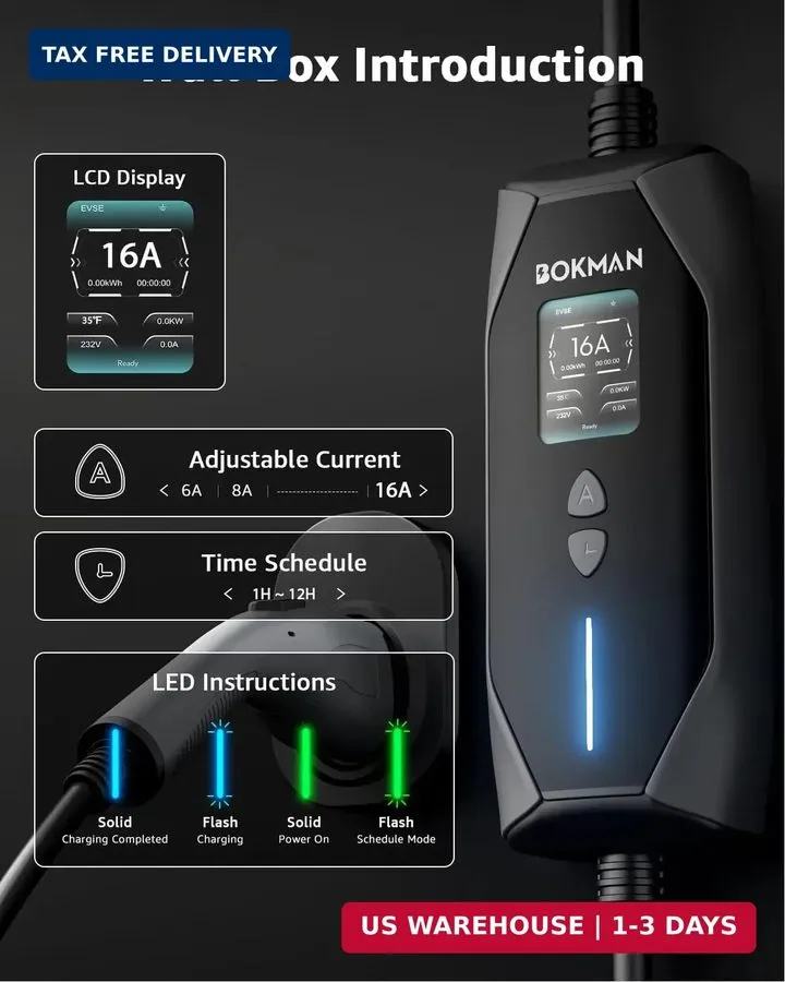 Аккумулятор Level 1&2 EV Charger,12/16 Amp 6-20P/5-15 Adapter,25ft — фото лота 2