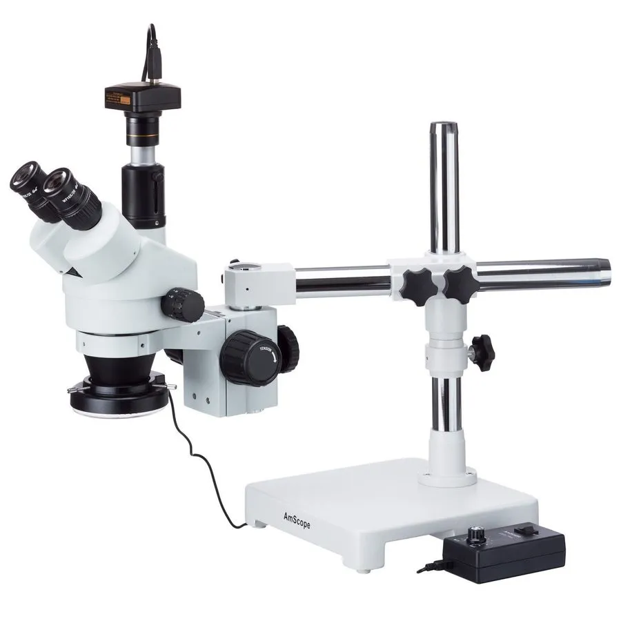 Микроскоп 3.5-180X Simul-Focal Trinocular Boom Stereo Microscope+Dual LED+10MP C — фото лота 1