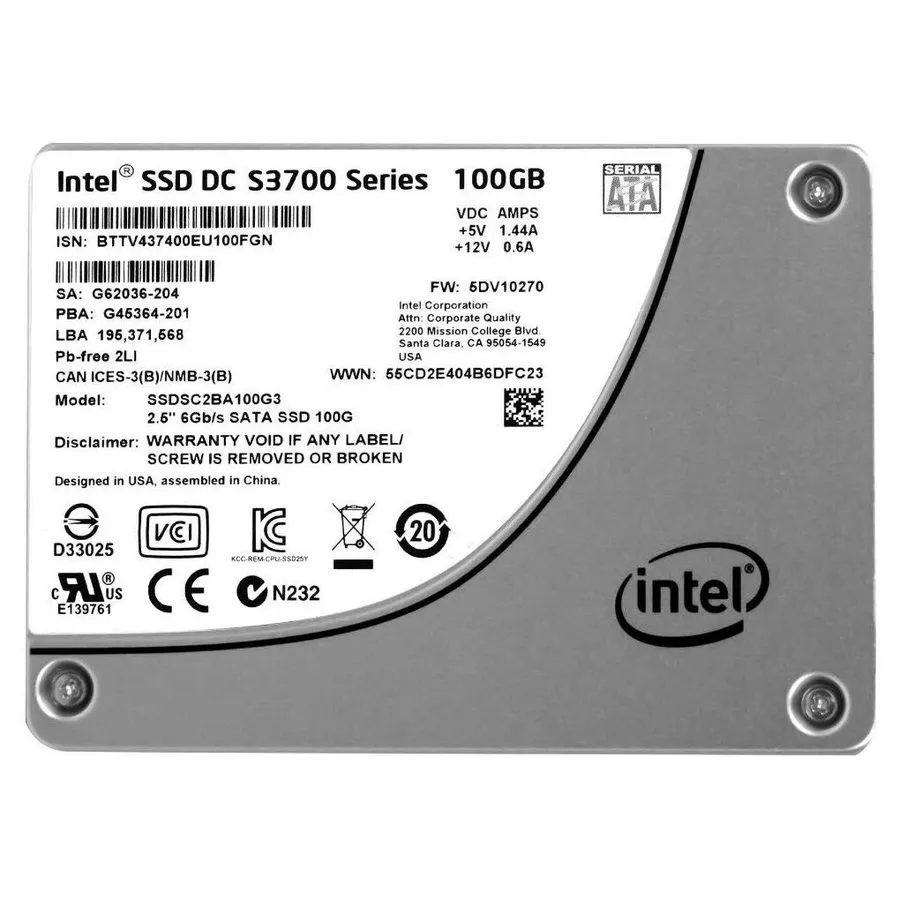 SSD-накопитель Hard Drive SSD Intel DC S3700 100GB Sata II 2.5" inch SSDSC2BA100