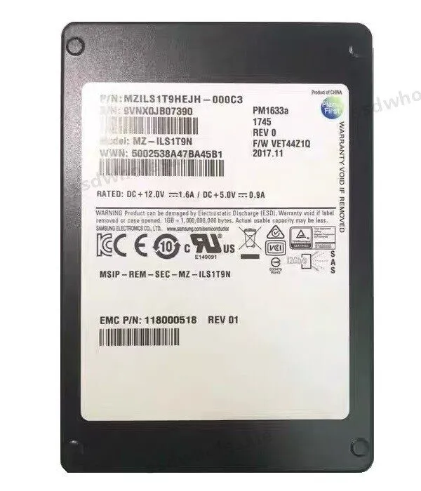 SSD-накопитель Samsung PM1633a 1.92TB SSD EMC SAS 12Gb/s Solid State Drive MZILS
