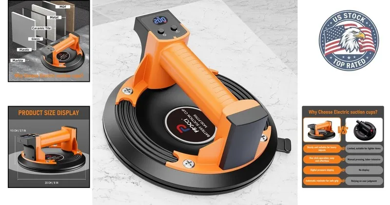 Батарея Battery Suction Cup Lifter 440LBS/200KG LCD Display, 2500mAh Rechargeabl