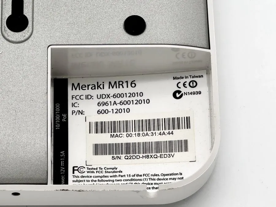 Точка доступа Wi-Fi CISCO MERAKI MR16 CLOUD MANAGED WIRELESS ACCESS POINT AP 600 — фото лота 1