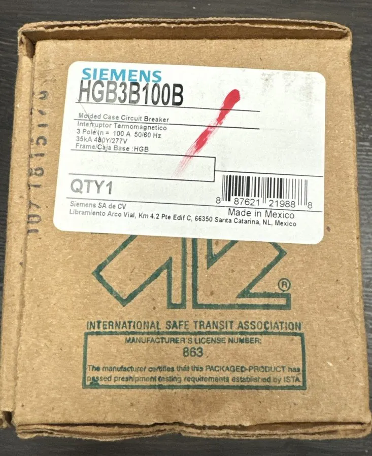 Автоматический выключатель Siemens HGB3B100B / HGB3B100 3p 480v 100a Circuit Bre
