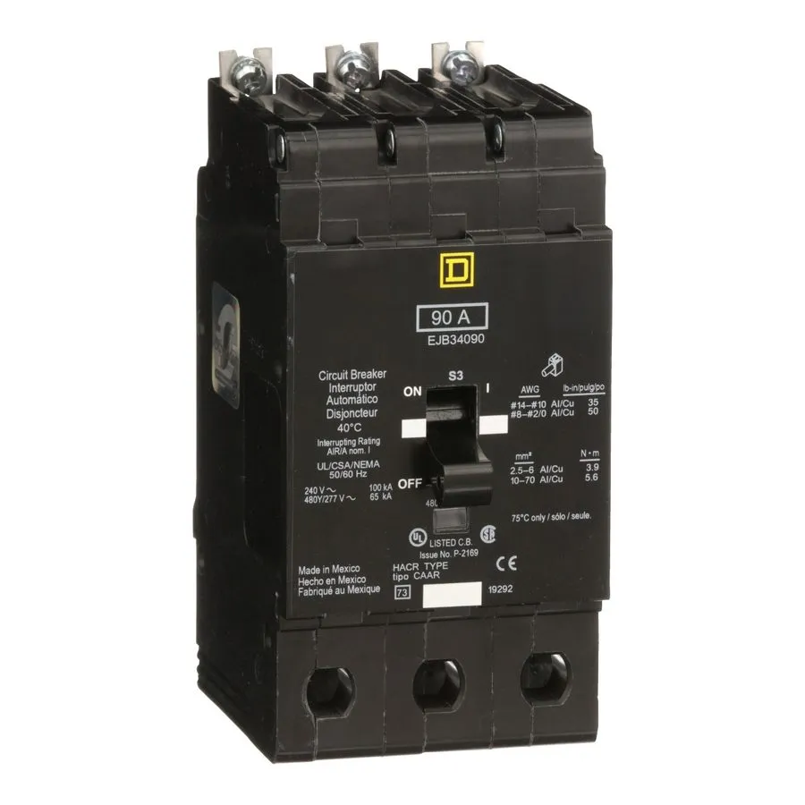 Автоматический выключатель Square D EJB34090 3 Pole 90 amp 480v Circuit breaker 
