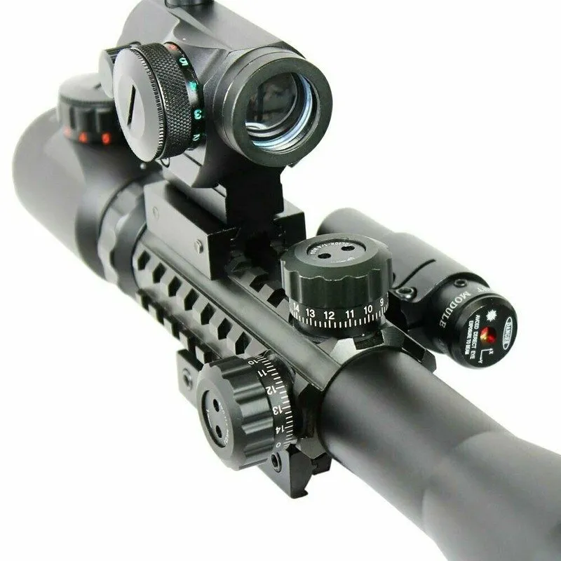 Оптико-электронная система C3-9X40 Illuminated Rifle Scope + Red Laser Sight & H — фото лота 1