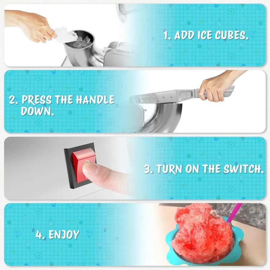 Льдогенератор 48L Snow Cone Machine, 500LB/H Commercial Shaved Ice Machine, 300W — фото лота 2