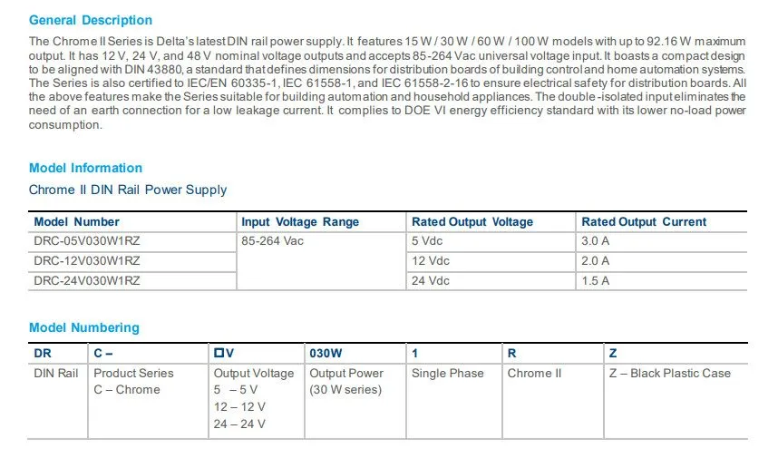 Блок питания Delta DRC-12V030W1RZ Chrome II 30W 12V 2A DIN Rail Power Supply Cla — фото лота 2
