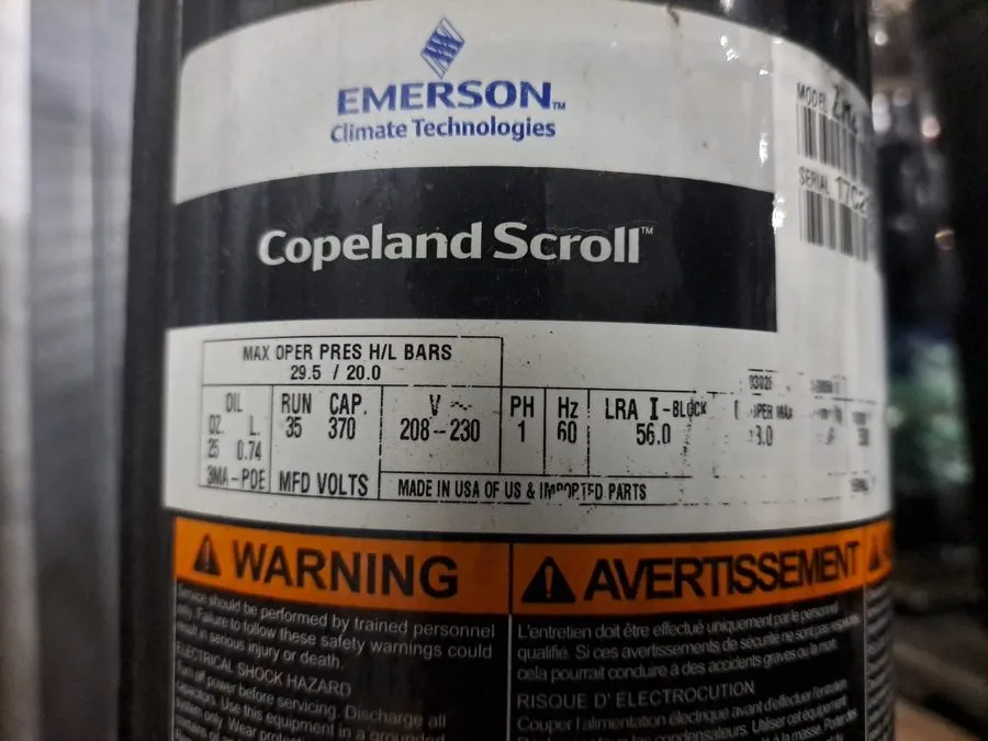 Компрессор Copeland 1.5 Ton Scroll AC Compressor ZR21K5E-PFV-130 R-22 208-230V #