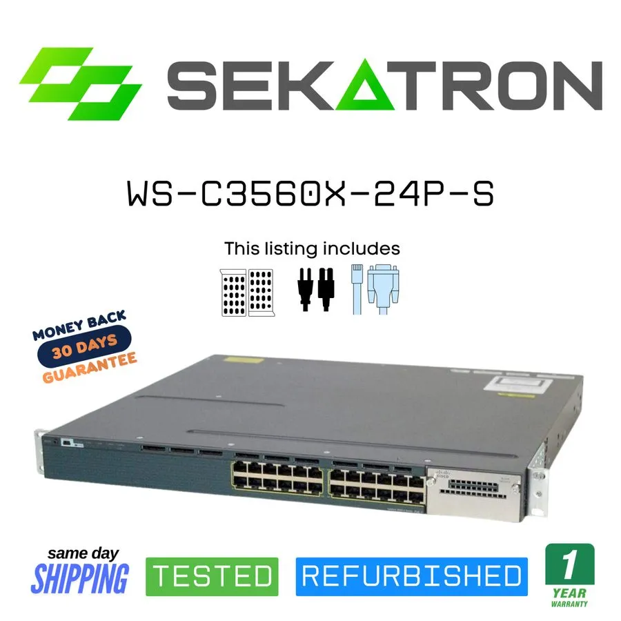 Коммутатор Cisco Catalyst WS-C3560X-24P-S 24-Port PoE+ Switch w/ C3KX-NM-10G