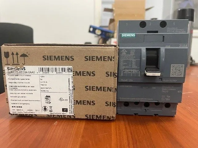 Автоматический выключатель 3VA4170-6ED34-0AA0 SIEMENS 3 POLE 70A 480V 65kA CIRCU