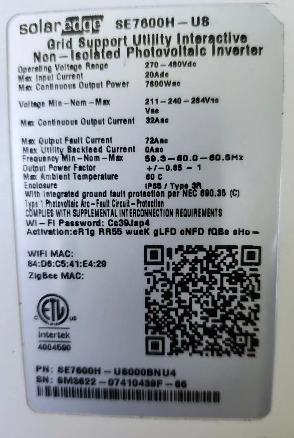 Инвертор Solaredge SE7600H-US000BNU4 240V 7600W HD-Wave Inverter