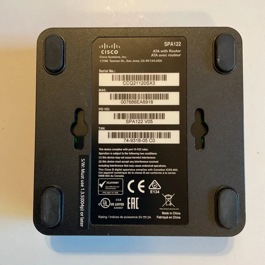 VoIP-шлюз Cisco SPA122 ATA SIP V05 ATA with router