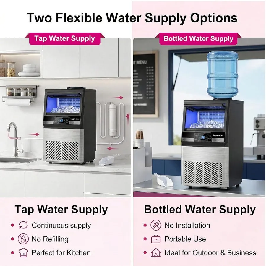 Льдогенератор Freestanding Ice Maker 80Lbs/Day, Dual Inlet, Self-Cleaning, 20Lbs