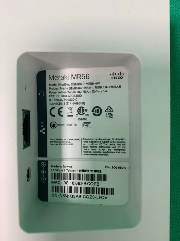 Точка доступа Wi-Fi Cisco Meraki MR56 WiFi 6 Indoor Wireless Access Point UNCLAI — фото лота 3